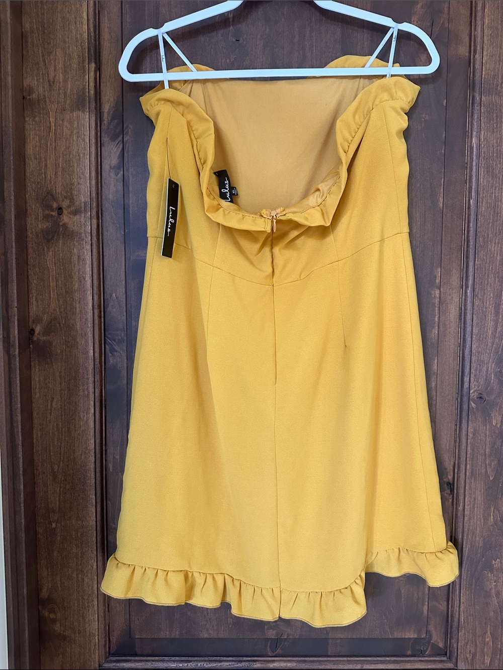 Lulus Yellow Off-Shoulder Ruffle Hem Dress - Picture 3 of 3